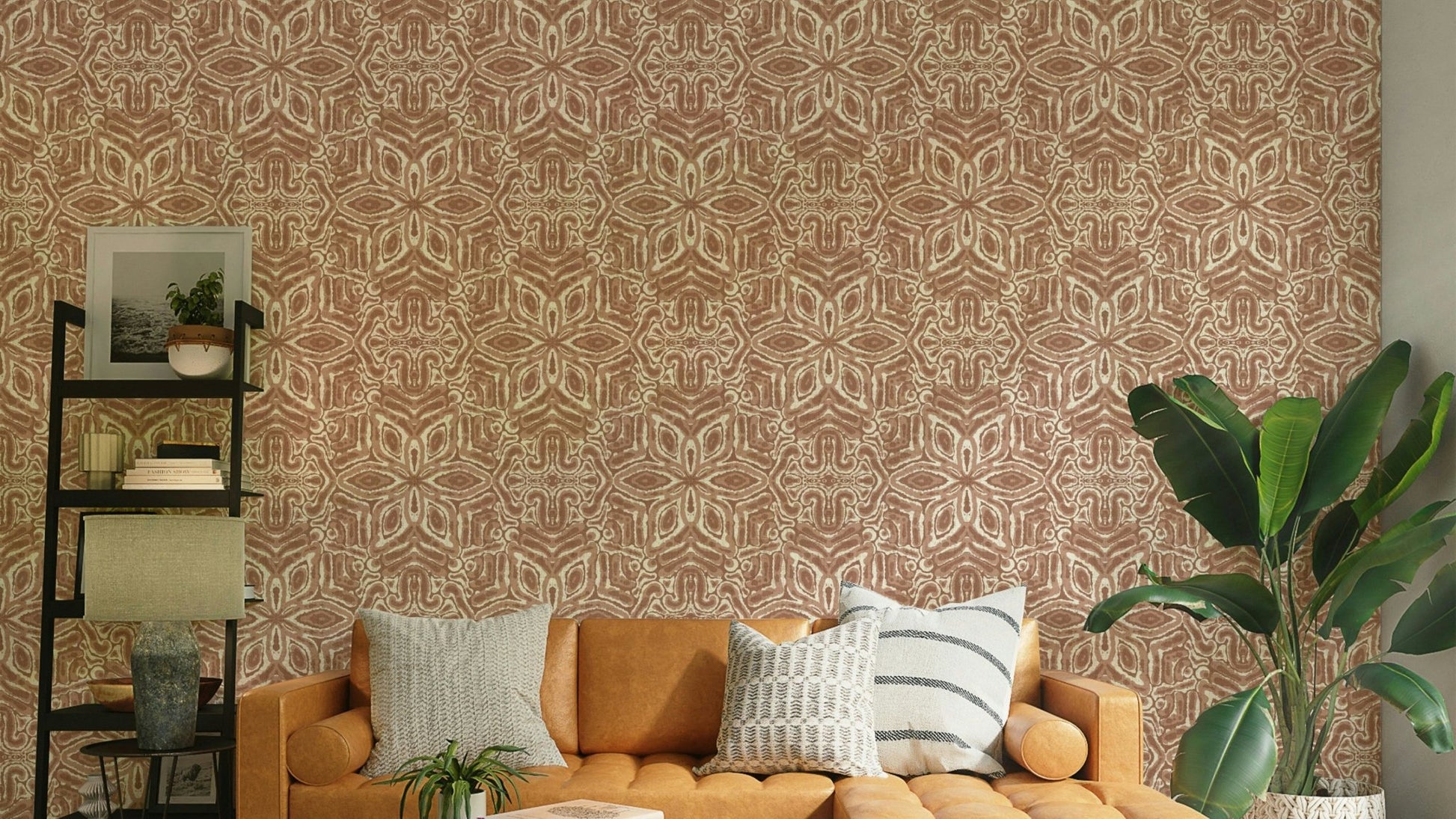 Mocha mousse floral mural
