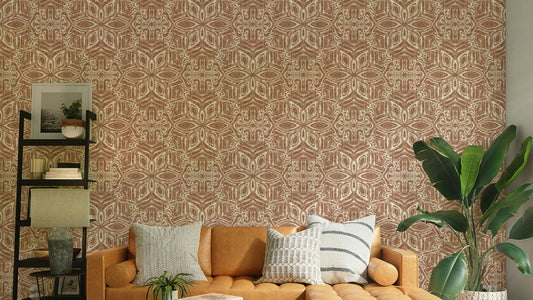 Mocha mousse floral mural
