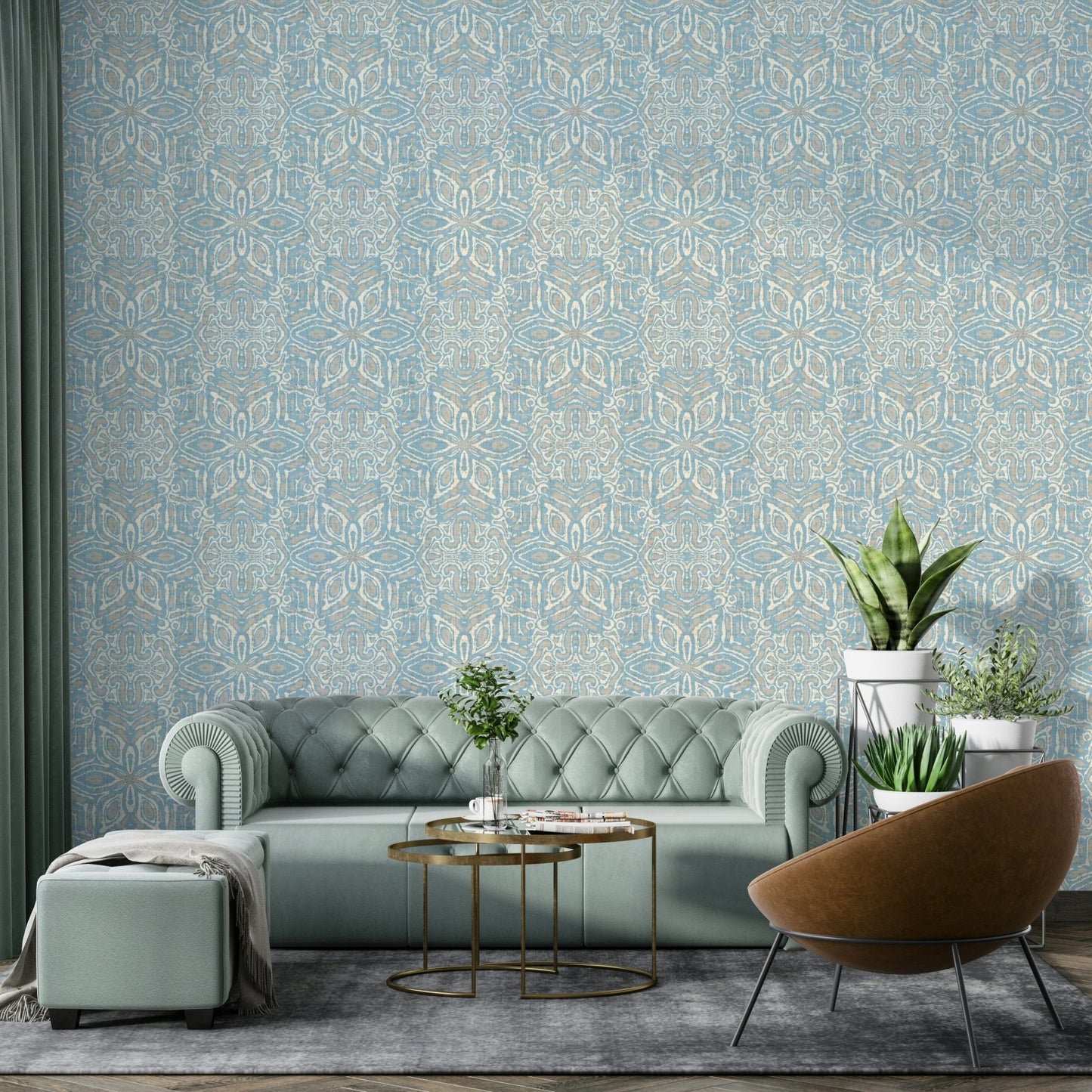 Soft blue wall mural design GD571
