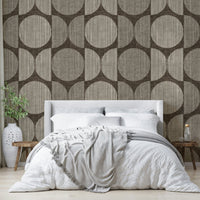 A beautiful rustic geometric wall mural for a living room.

