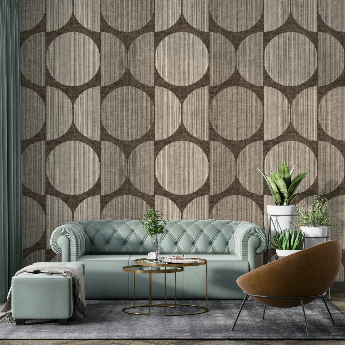 A beautiful Bauhaus circle wallpaper mural for a rustic room., GD4860