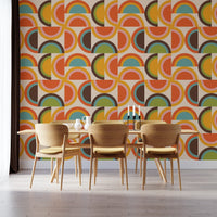 Retro boho geometric wallpaper with vibrant hues, SUSCT57