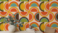 Bauhaus-inspired geometric mural with warm tones, SUSCT57