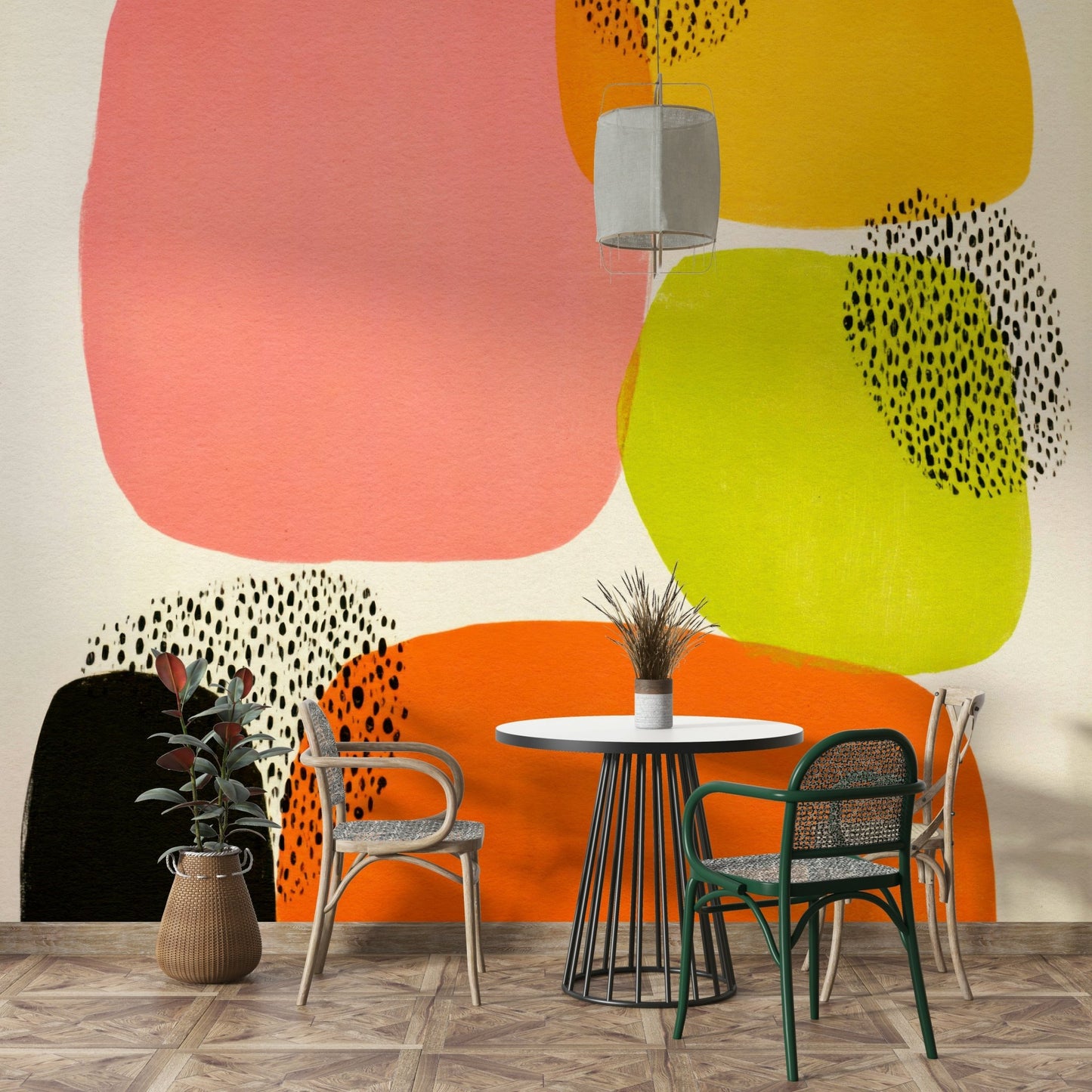 bold and abstract color block mural GD3331


