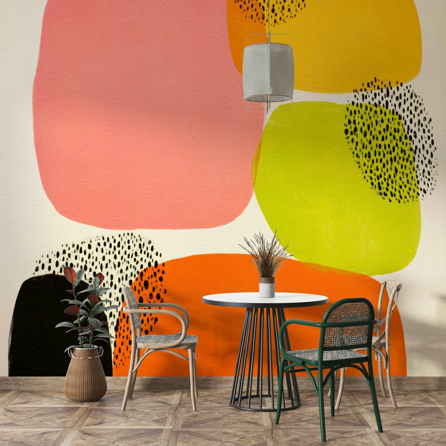bold and abstract color block mural

