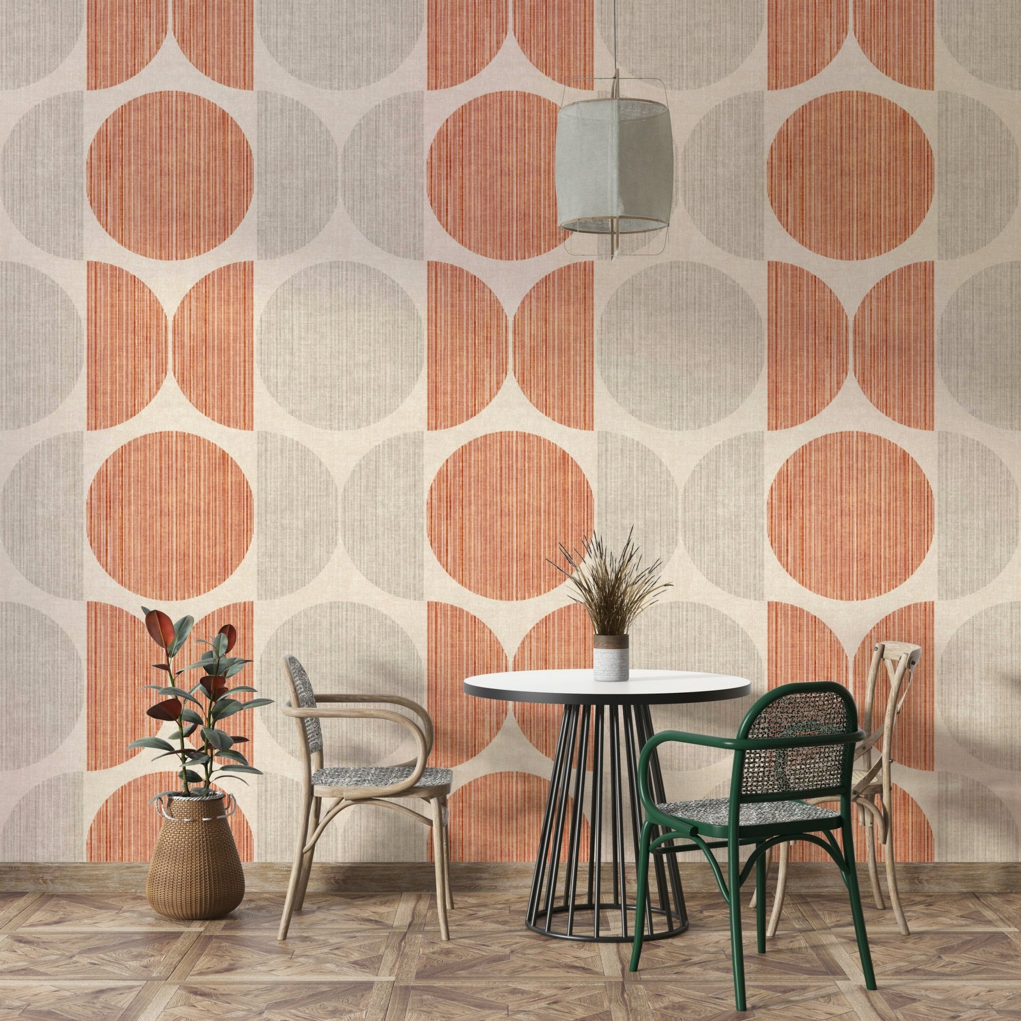 A beautiful Bauhaus circle wallpaper mural for a retro room., GD4862