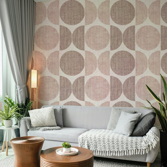 A beautiful Bauhaus circle wallpaper mural for a playful room., GD4867