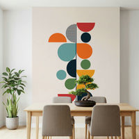 Bauhaus - Spring Wall Mural wallpaper mural with pastel green and yellow.
