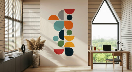Bauhaus - Spring Wall Mural wallpaper mural in a minimalist living room.