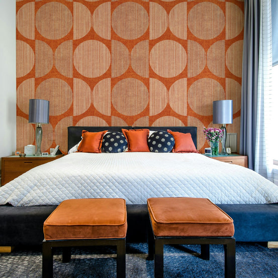 A beautiful Bauhaus circle wallpaper mural for a rustic room., GD4861