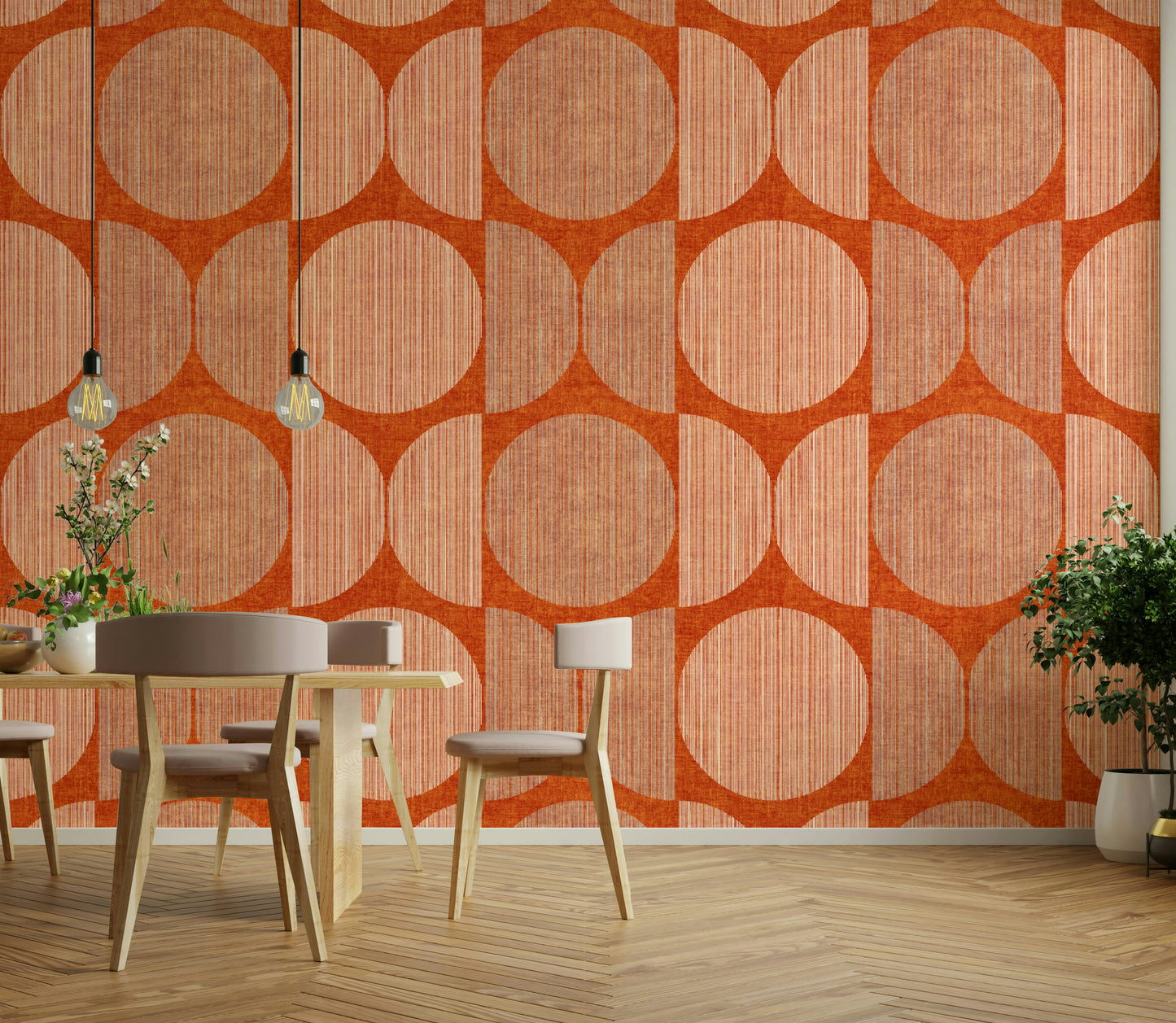 A serene terracotta geometric wall mural for your decor.

