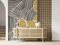 Minimalist tribal art wallpaper mural for a creative studio wall space., GD7843