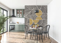 Geometric tribal patterns wallpaper mural for a modern bedroom wall., GD7843