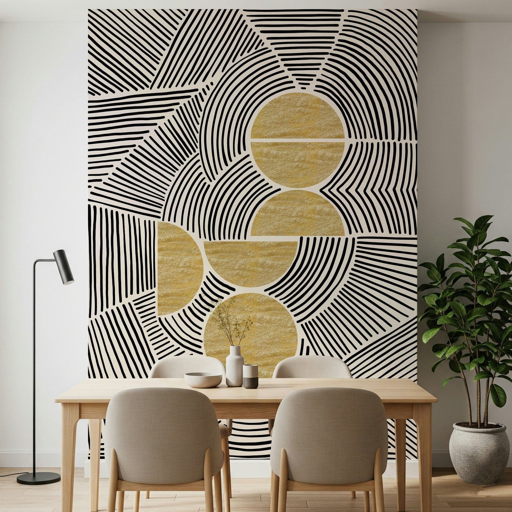 Abstract geometric shapes wallpaper mural for a home office feature wall., GD7843