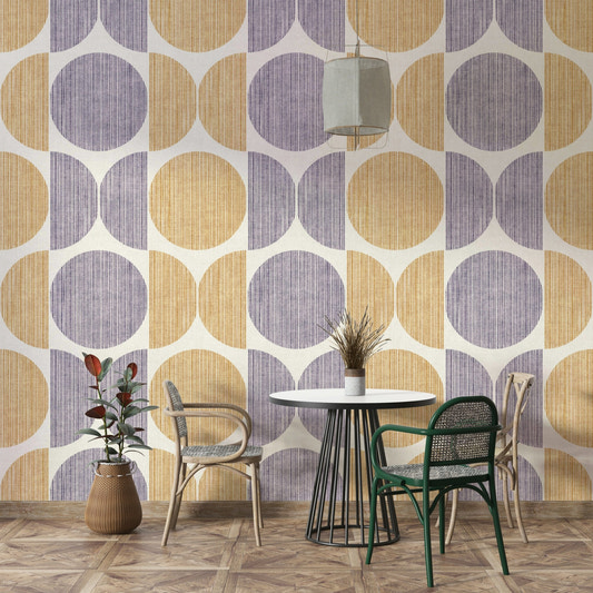 A beautiful Bauhaus circle wallpaper mural for a modern home.

