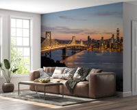Cityscape wall mural featuring Bay Bridge Evening Majesty evening bridge