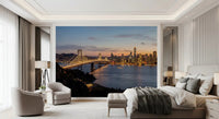 San Francisco skyline wall mural with Bay Bridge Evening Majesty view