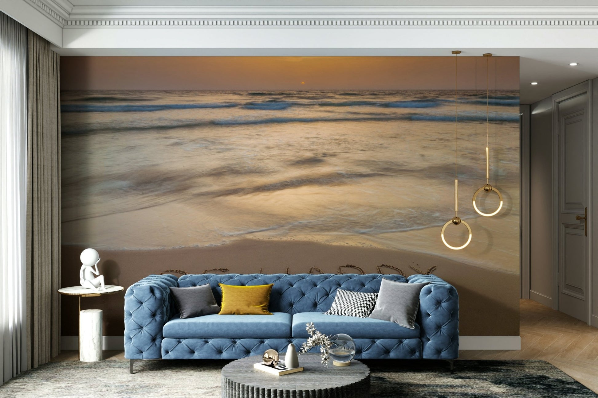 Warm sky and sea wallpaper for relaxed rooms

