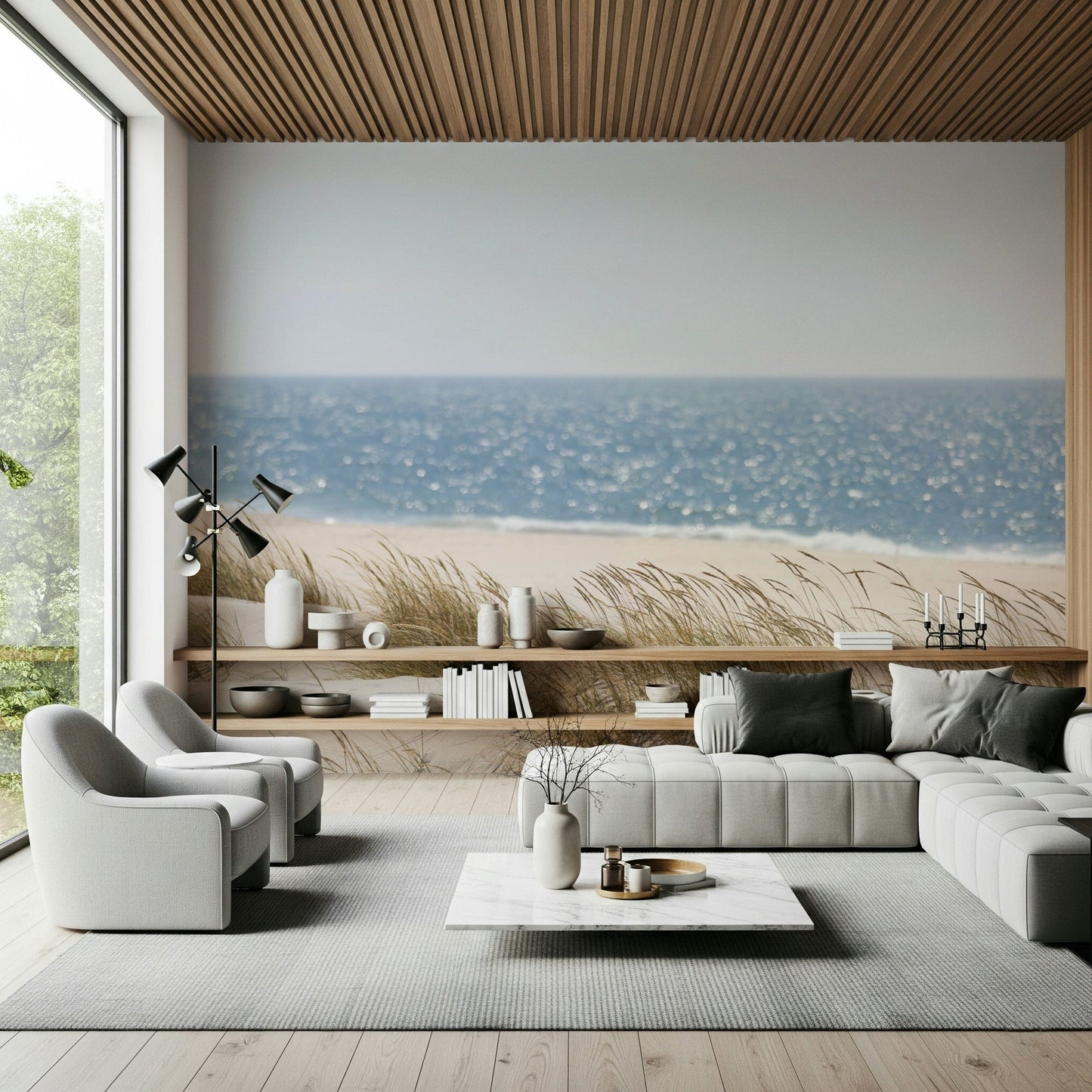 A contemplative gentle design wallpaper mural for a feature wall.