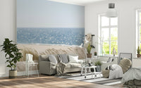 A beautiful wide-angle wall mural of a serene landscape.