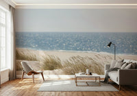 A calming serene view wallpaper mural that defines a space.
