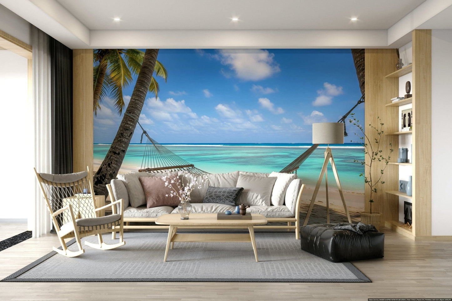 Relaxing ocean view wallpaper for a minimalist residential living space., GD7811