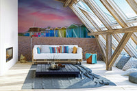 An angled shot of the mural's gentle color palette.

