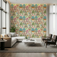An artistic soft focus mural on minimalist wallpaper.