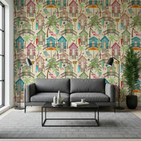 A graceful subtle pattern wall mural in bright, tranquil tones.