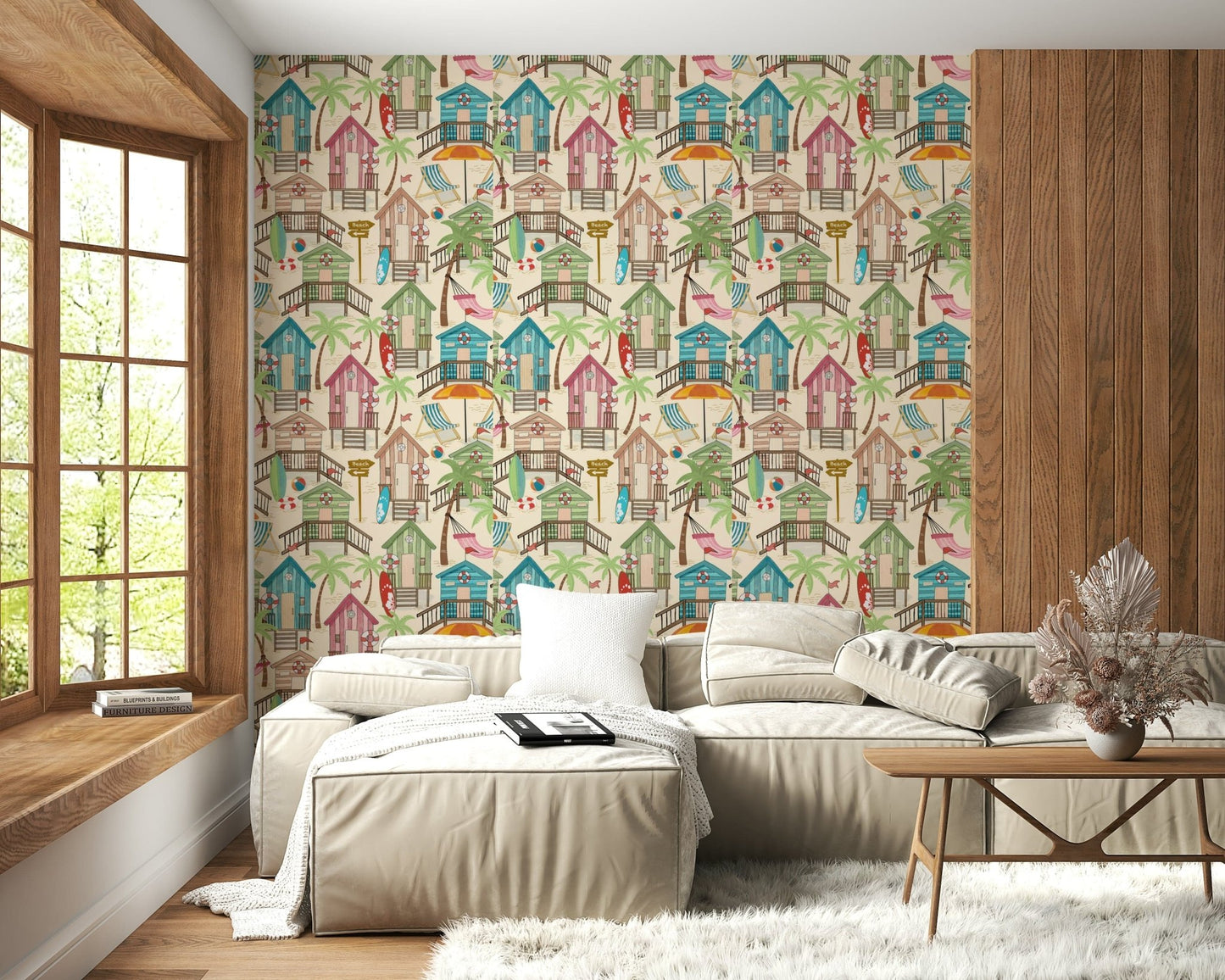 A contemplative gentle design wallpaper mural for a feature wall.