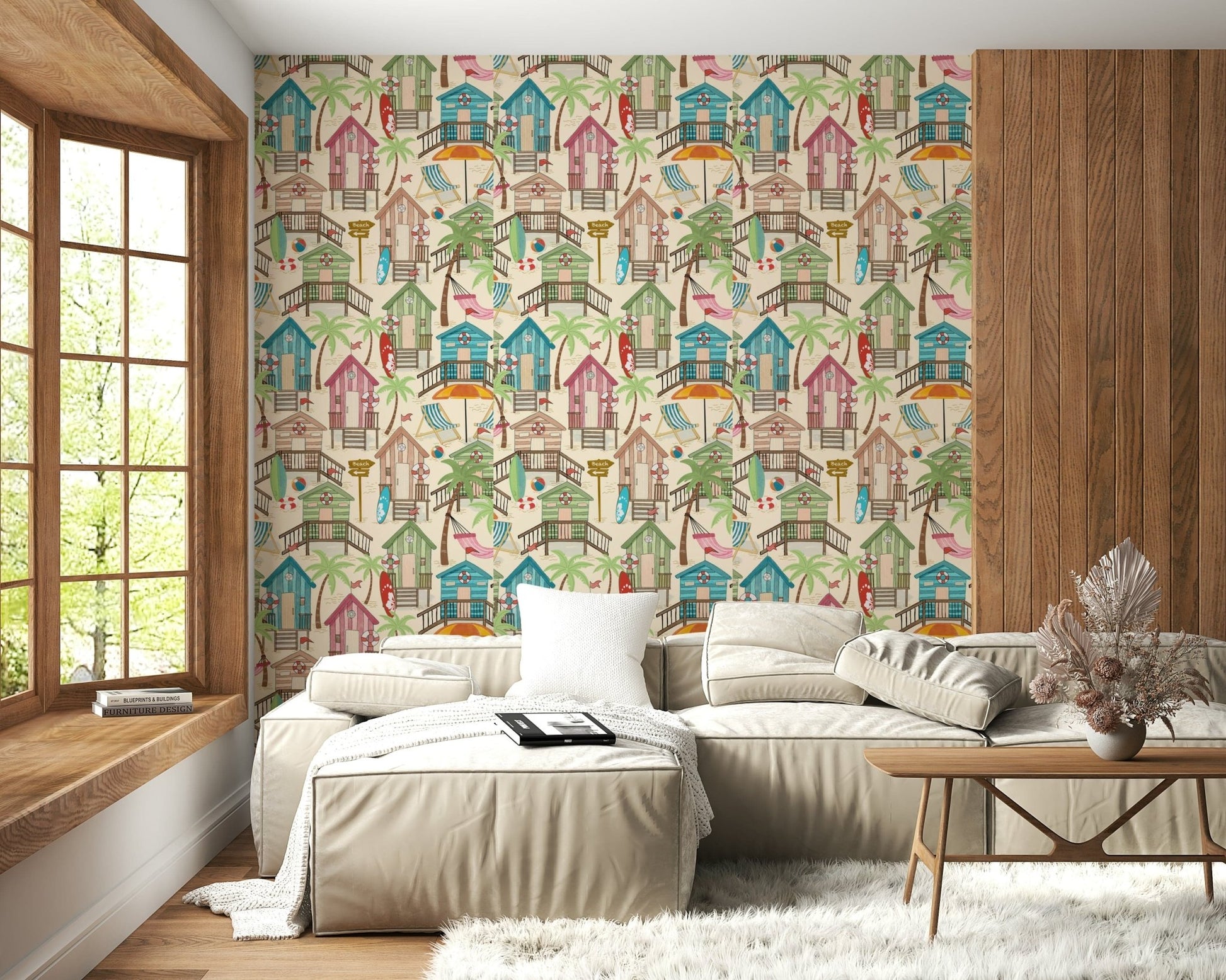 A contemplative gentle design wallpaper mural for a feature wall.