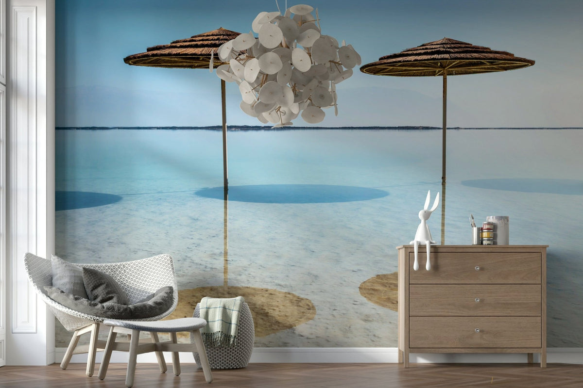 Beach parasols wall mural with colourful seaside umbrellas GD7306
