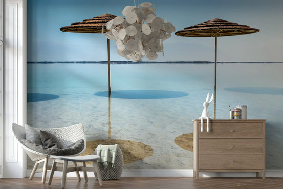 Beach parasols wall mural with colourful seaside umbrellas GD7306
