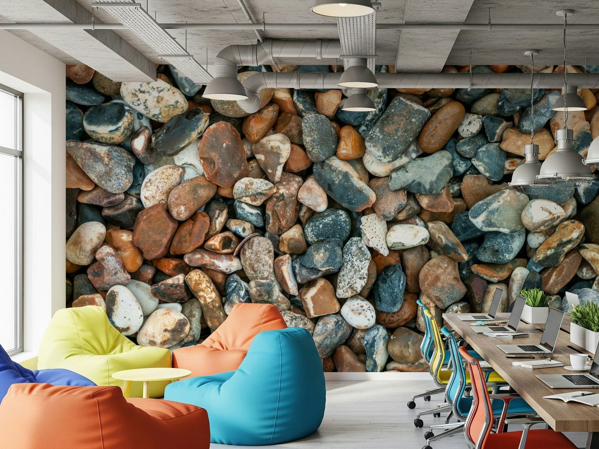 Assorted Beach Pebbles wallpaper for walls coastal aesthetic mural., GD7090