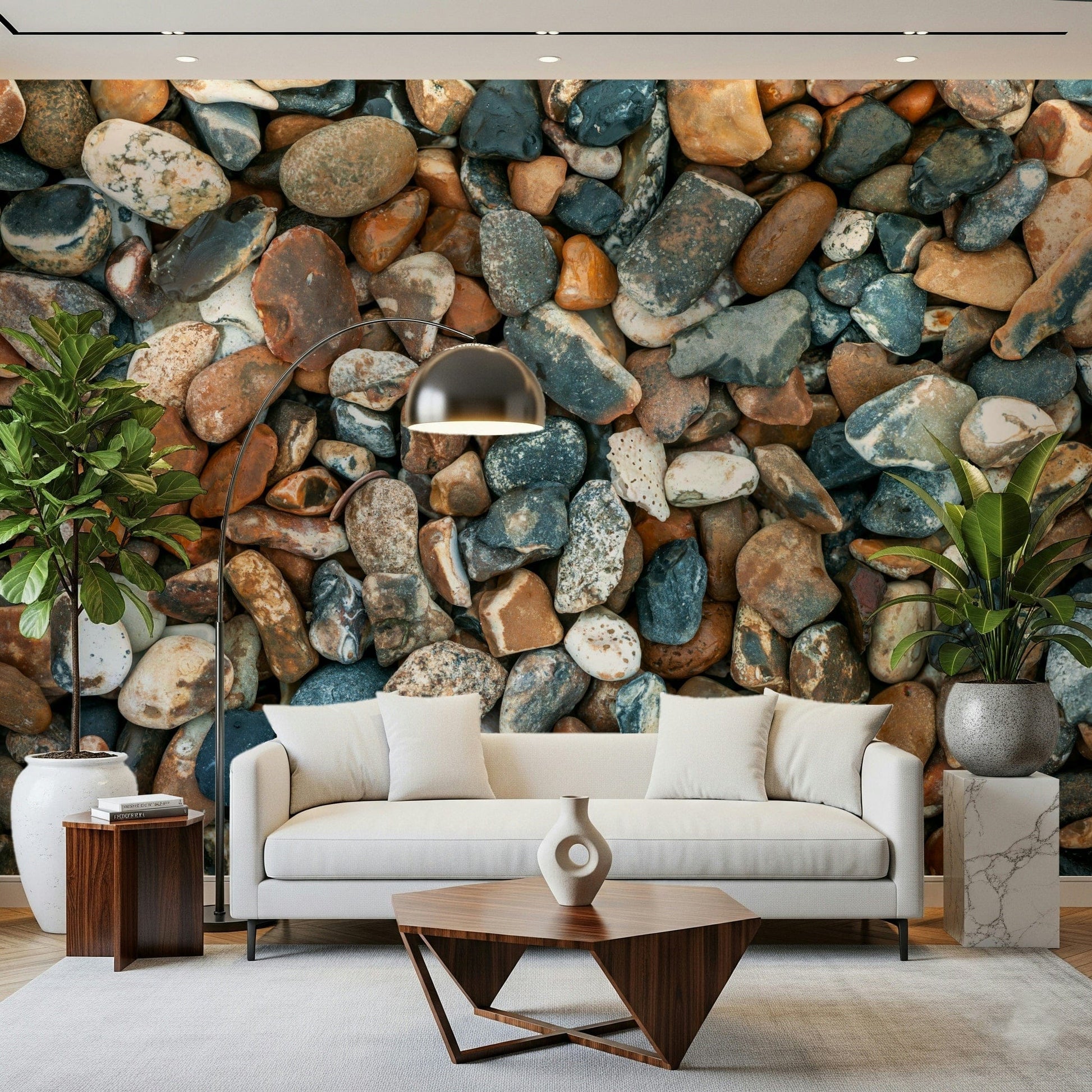 Beach Pebbles pattern wall mural decorative stone surface., GD7090