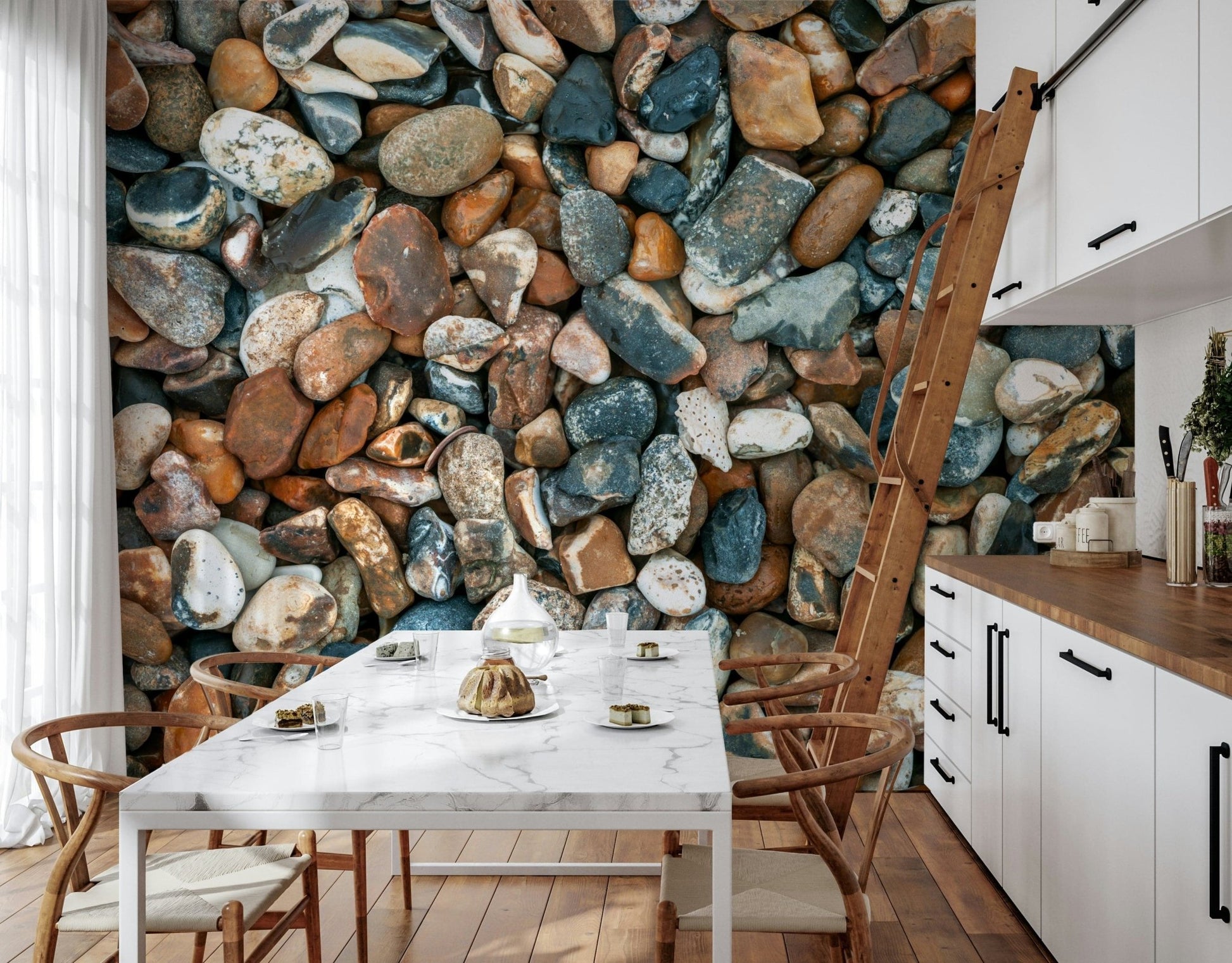Brown gray Beach Pebbles unique wallpaper natural stone appearance., GD7090