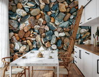 Brown gray Beach Pebbles unique wallpaper natural stone appearance., GD7090