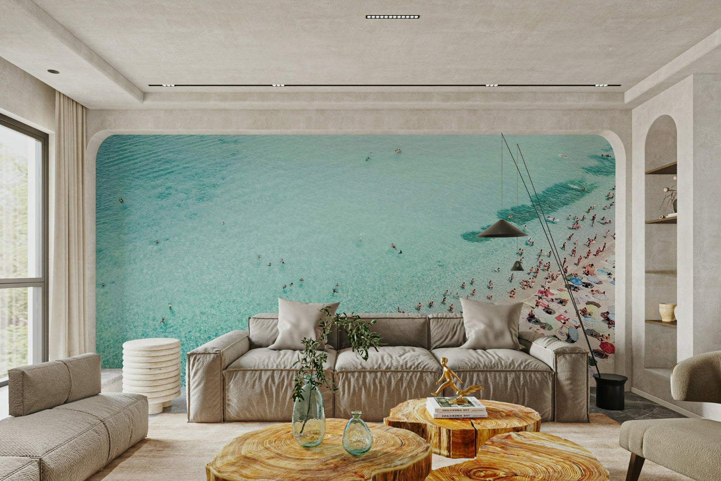 Beachgoers mural to create a beach vibe at home