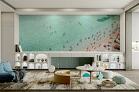 Modern beach people mural for beach-themed rooms