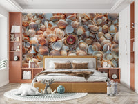 Soothing beach treasures wall mural for serene interiors.

