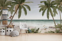 Palm tree beach wallpaper for a tropical and coastal vibe KB12