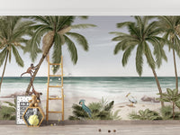 Beach Tropical Tree Wallpaper Mural - Giffywalls KB12