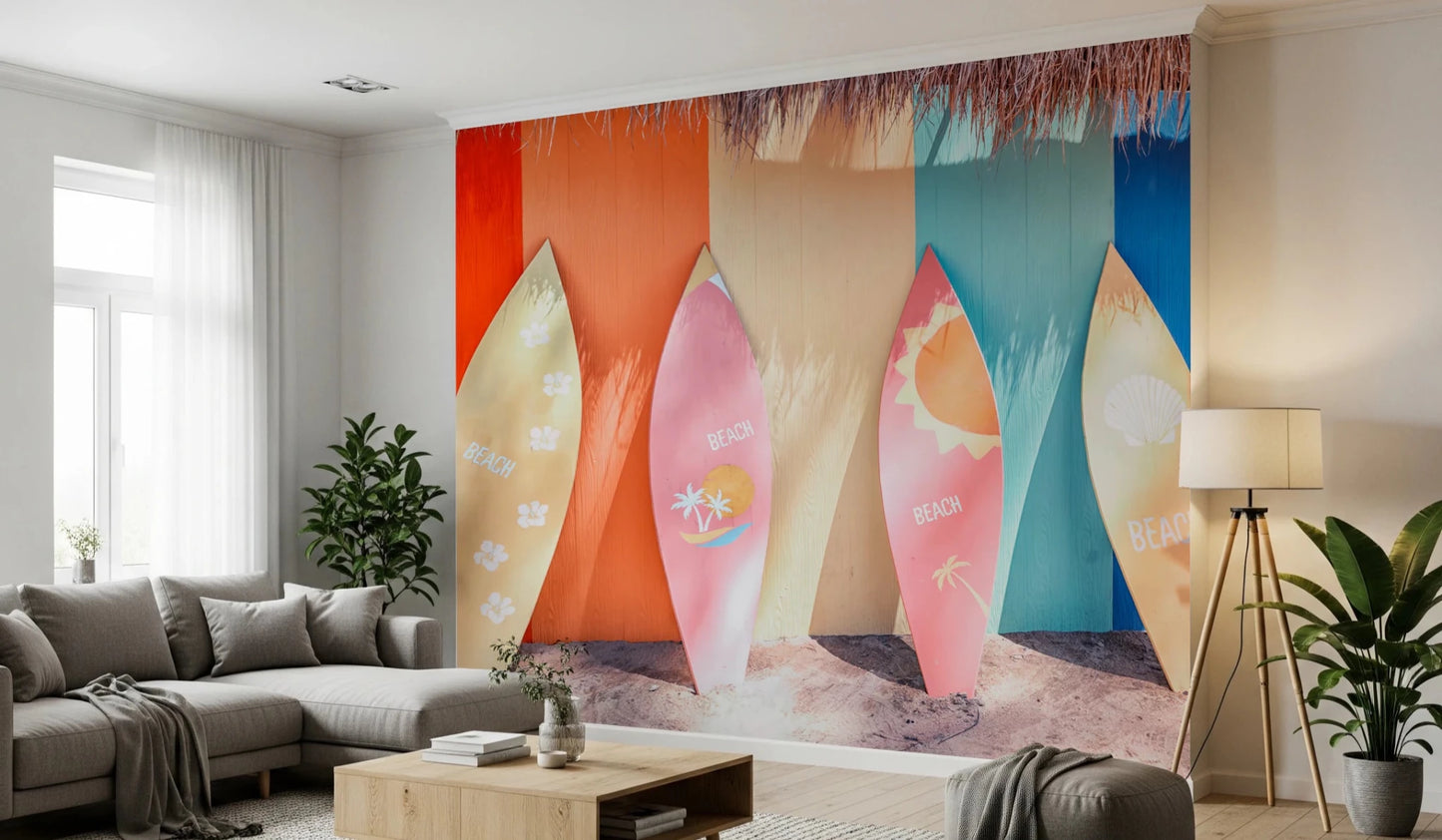 Beach Vibes Surfboards Wall Mural