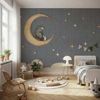 Dreamy moon Wall Mural in Bear on The Moon Blue tones, GD9170