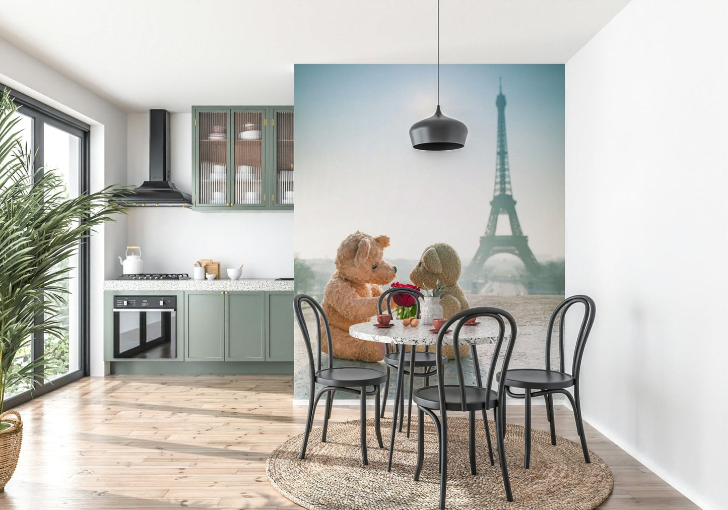 Love in Paris Bears in Love Wall Mural, unique wallpaper for walls.