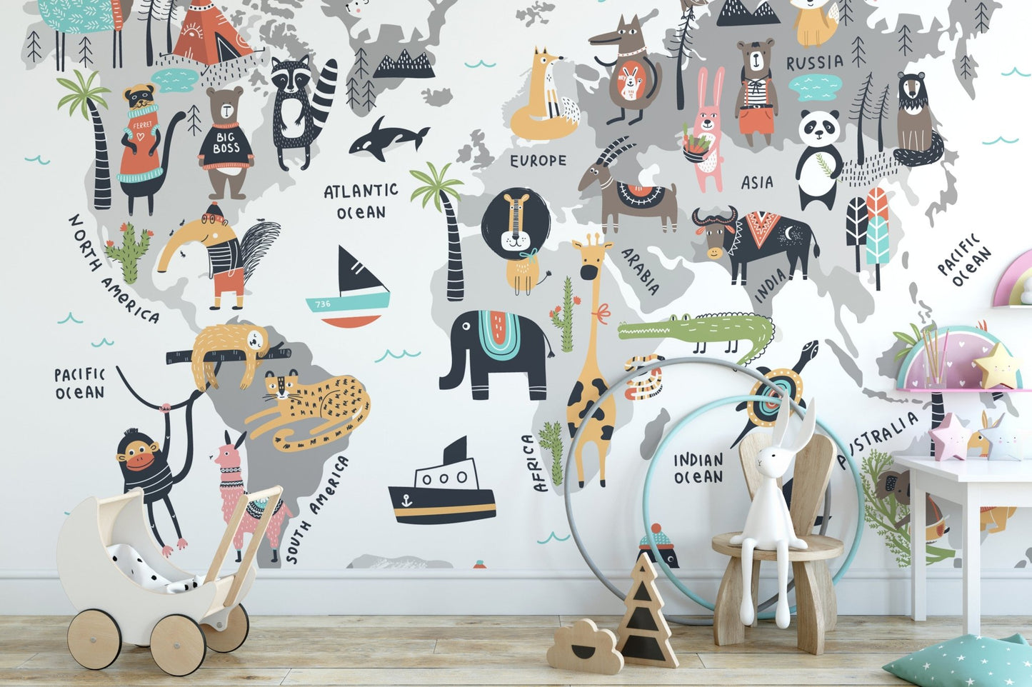 Beautiful Animal World Map Wallpaper - Giffywalls A780
