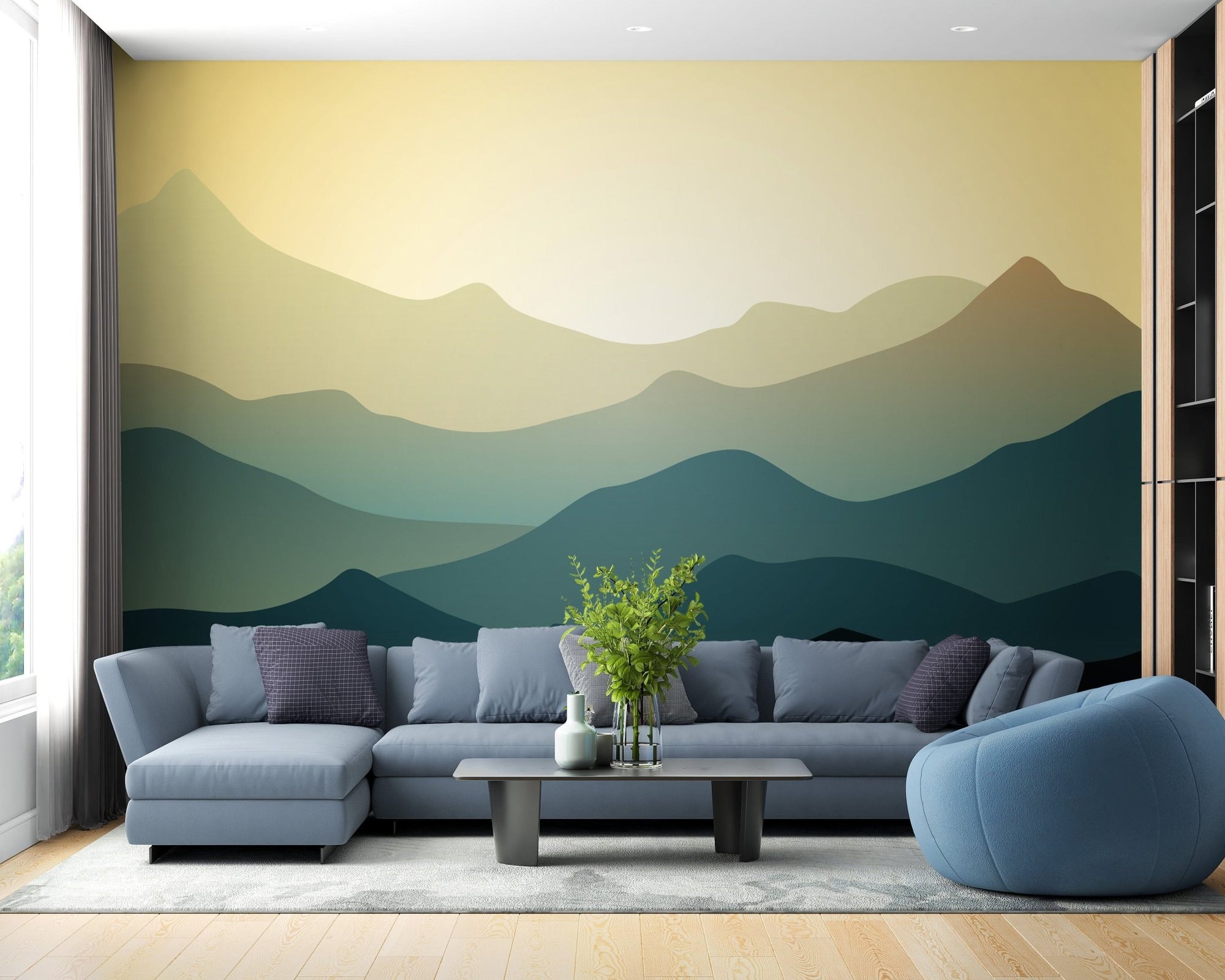 Beautiful Green Mountain Wallpaper Mural A157