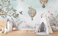 Elegant swan in floral mural wallpaper, C114