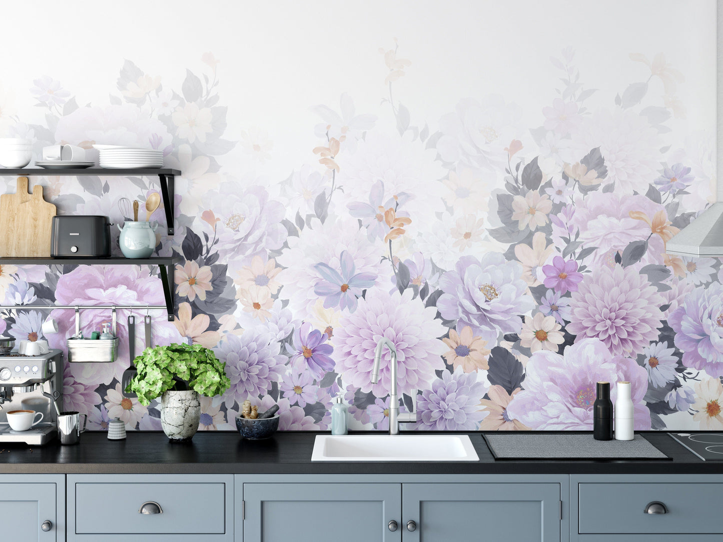 Beautiful Watercolor Peony and Rose Flower Wallpaper - Giffywalls