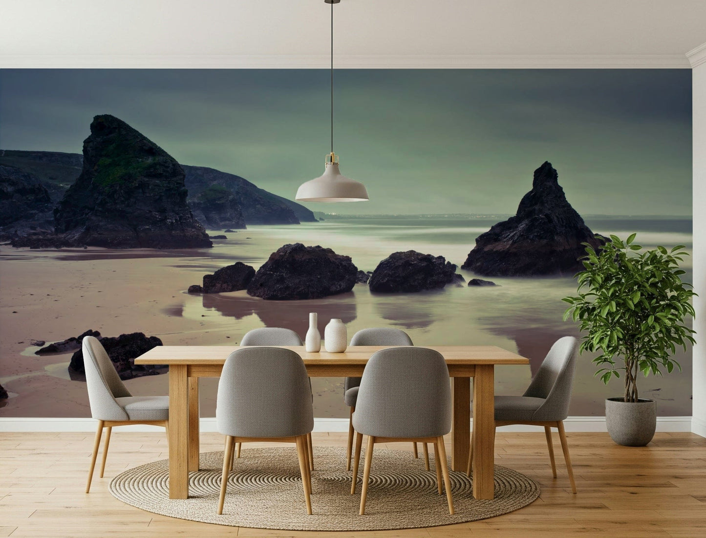 Vast Bedruthan Steps Beach wallcovering: Secluded sandy cove.